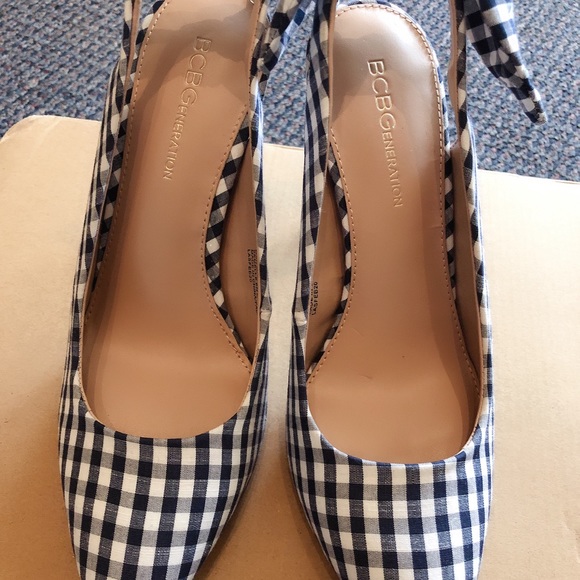 BCBGeneration blue Gingham bow pumps 6M - Picture 4 of 5